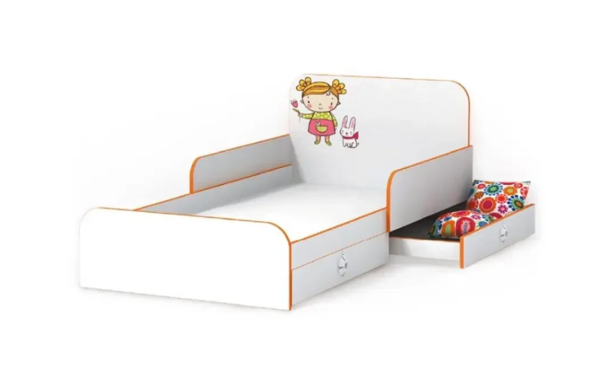 Детская Односпальная Кровать из ДСП, 90х190 см, Мандаринка с бортиками без ящиков от LUXE STUDIO 