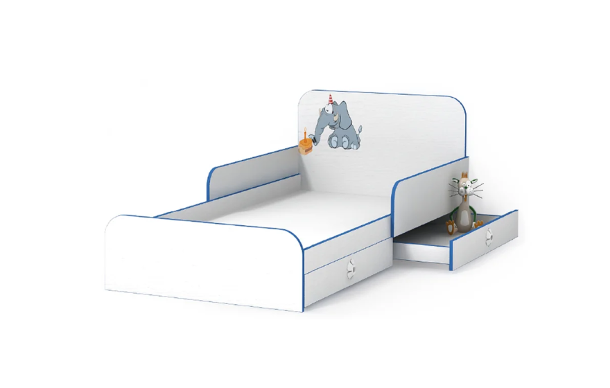 Детская Односпальная Кровать из ДСП, 90х190 см, Elephant/Слоник с бортиками без ящиков от LUXE STUDIO 