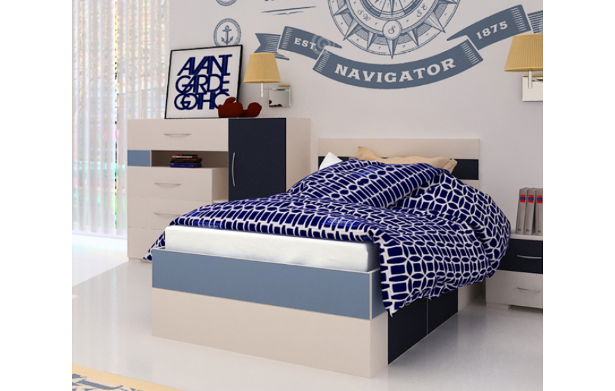 Детская Односпальная Кровать из ДСП, 90х200 см, NEXT / НЕКСТ для мальчика от LUXE STUDIO