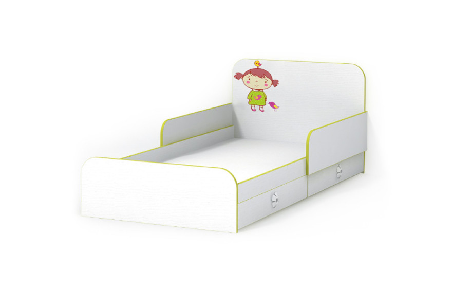 Детская Односпальная Кровать из ДСП, 90х190 см, Яблочко  с бортиками без ящиков от LUXE STUDIO 