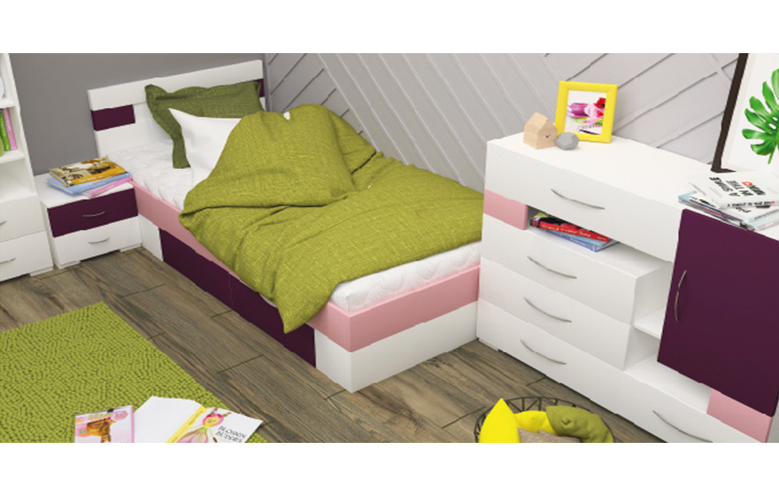Детская Односпальная Кровать из ДСП, 90х200 см, NEXT / НЕКСТ для девочки от LUXE STUDIO