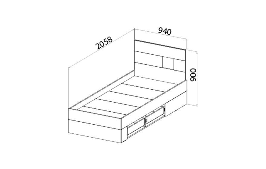 Детская Односпальная Кровать из ДСП, 90х200 см, NEXT / НЕКСТ для девочки от LUXE STUDIO