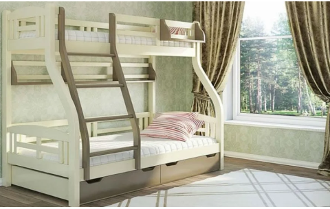 Двухъярусная деревянная кровать Светлана с ящиками и полочками  Venger