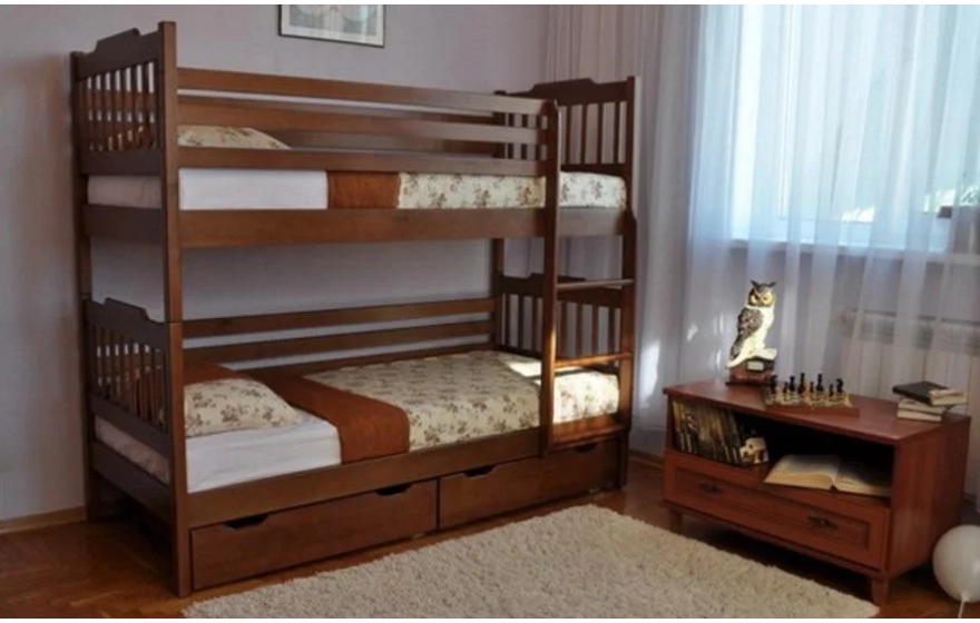 Двухъярусная деревянная кровать трансформер  Ева  с ящиками Venger