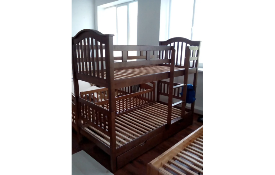 Двоярусне дерев'яне ліжко трансформер Максим з ящиками Venger
