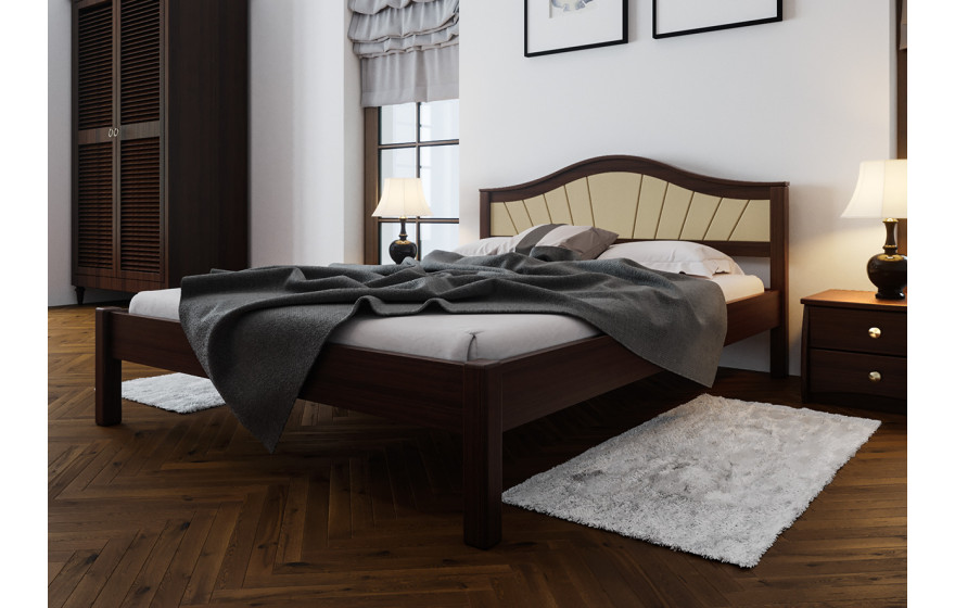 Дерев'яне ліжко Італія з м'яким узголів'ям ЧДК