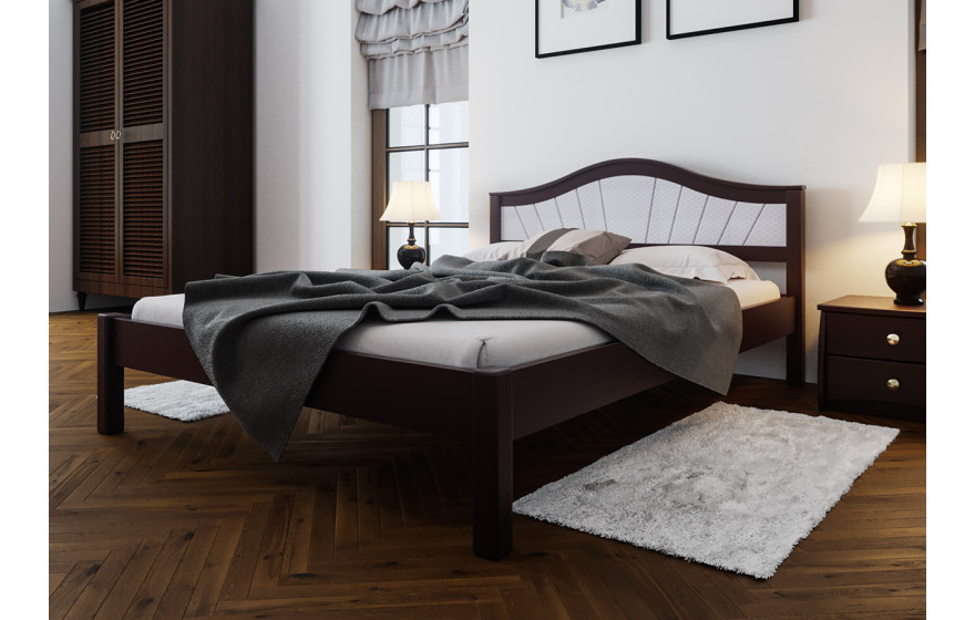 Дерев'яне ліжко Італія з м'яким узголів'ям ЧДК