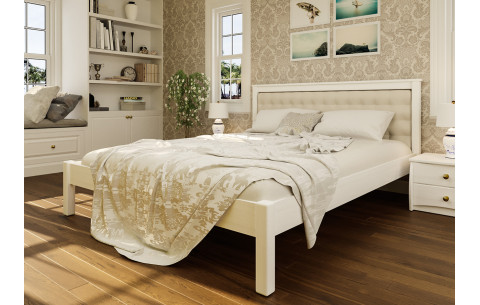 Деревянная кровать Модерн с мягким изголовьем ЧДК
