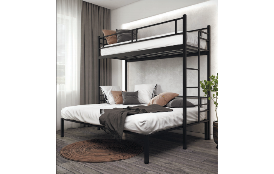 Семейная Двухъярусная металлическая кровать Дабл Металл-Дизайн
