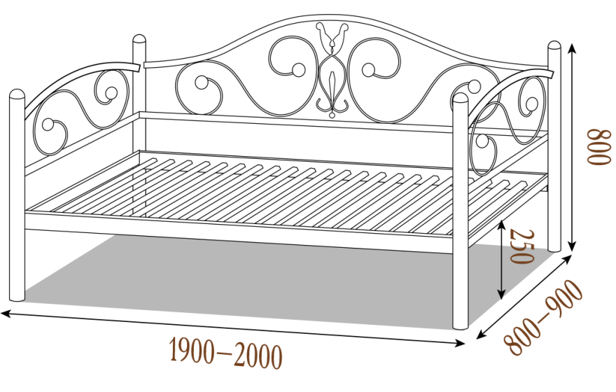 Металлическая односпальная кровать Анжелика Металл-Дизайн