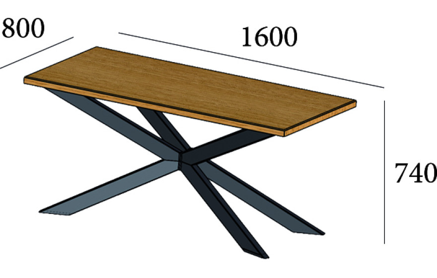 Обеденный стол Икс Металл Дизайн