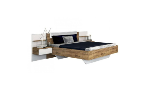 Кровать двуспальная с мягким изголовьем и двумя тумбами Асти (без каркаса и матраса)MiroMark