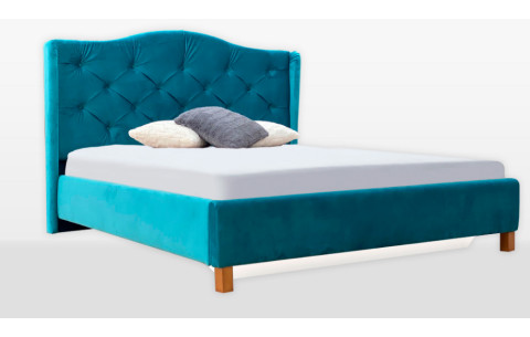 Ліжко двоспальне з м'яким узголів'ям та без підйомного механізму Monika MiroMark