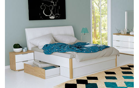 Кровать двуспальная с мягким изголовьем и двумя выдвижными ящиками 180x200 Флоренция MiroMark