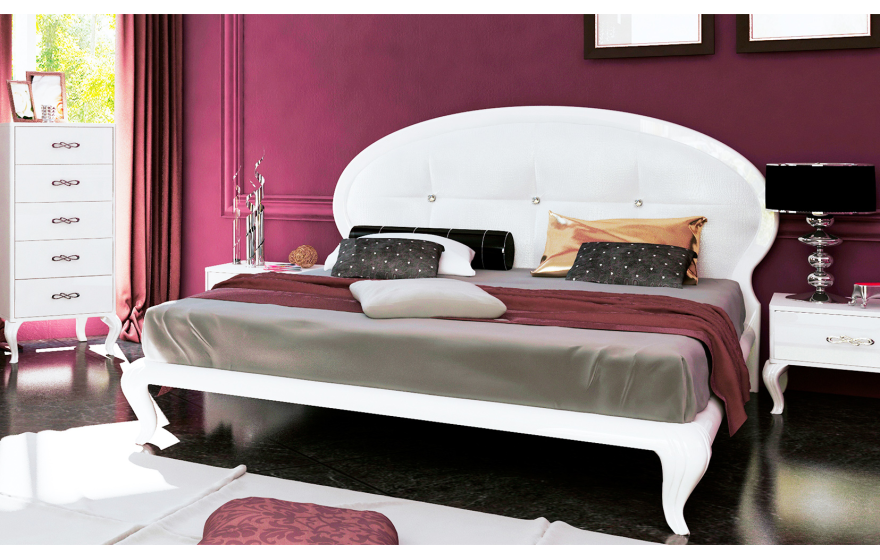 Ліжко двоспальне з м'яким узголів'ям 160x200 Імперія (з каркасом, без матраца) MiroMark