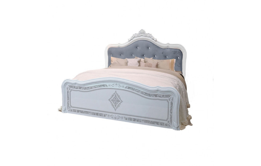 Ліжко двоспальне з м'яким узголів'ям та підйомним механізмом Луїза Люкс з каркасом MiroMark