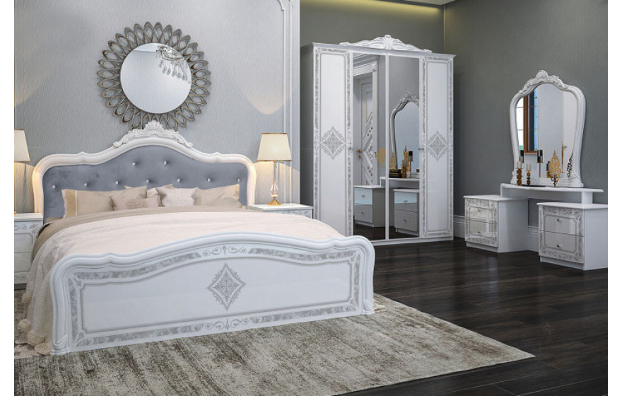 Ліжко двоспальне з м'яким узголів'ям Луїза Люкс (без каркасу та матраца) MiroMark