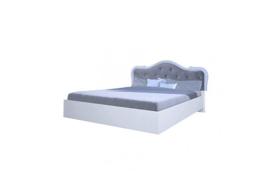 Ліжко двоспальне з м'яким узголів'ям та підйомним механізмом Луїза з каркасом MiroMark