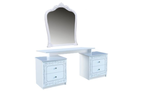 Стол туалетный с зеркалом 4ш «Луиза» Миромарк  Белый Глянец