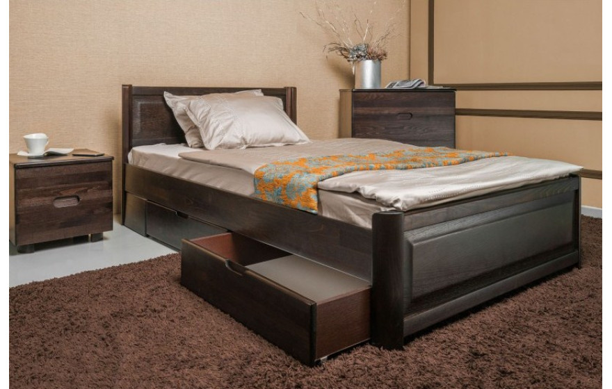 Дерев'яне односпальне ліжко Марго Філенка з ящиками Олімп