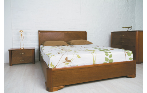 Дерев'яне ліжко Мілена з інтарсією Олімп