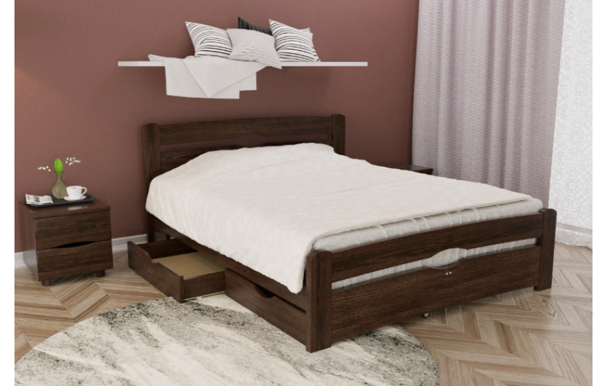 Деревянная кровать Нова с ящиками Олимп