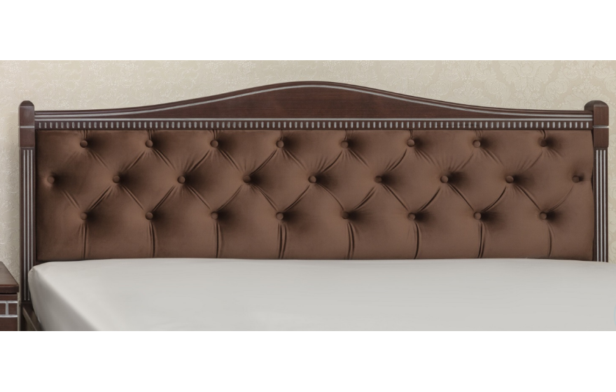 Деревянная кровать Прованс с патиной и фрезеровкой мягкой спинкой ромбы и механизмом Олимп