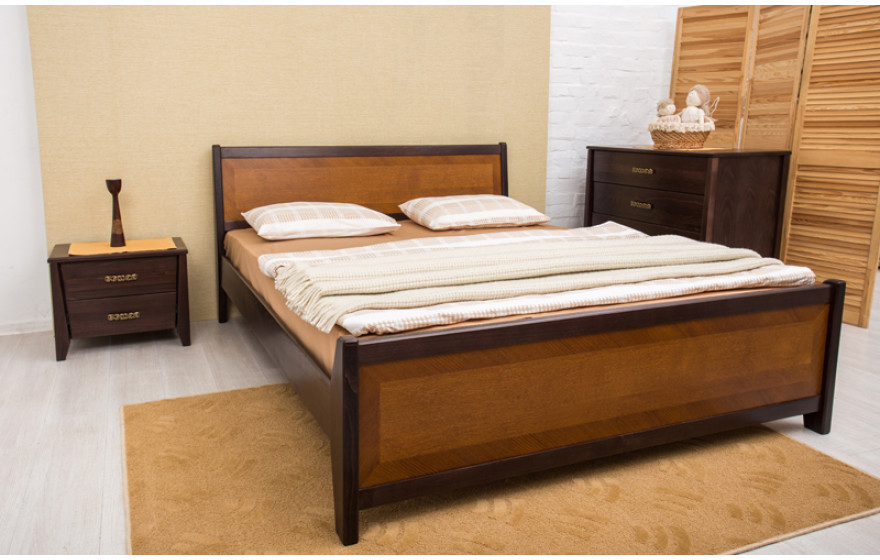 Дерев'яне ліжко Сіті з інтарсією Олімп