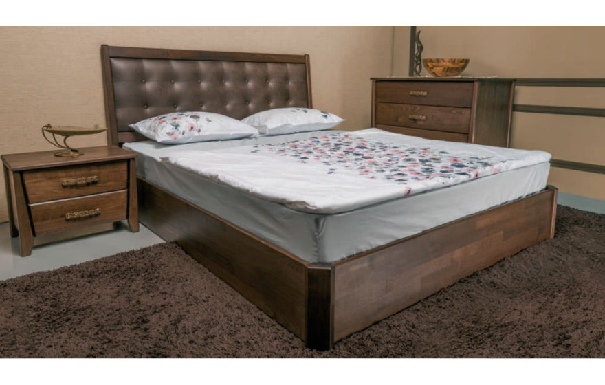 Деревянная кровать Сити Премиум с мягкой спинкой и подъемной рамой Олимп