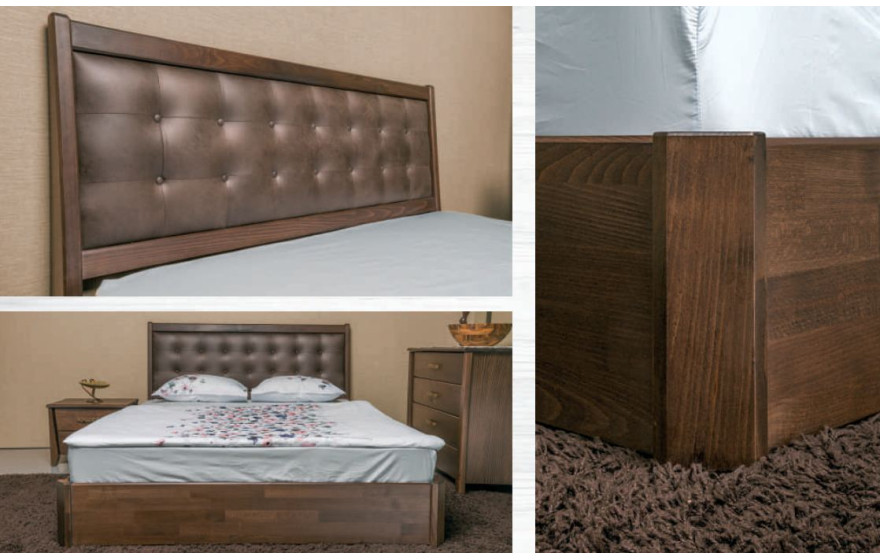 Деревянная кровать Сити Премиум с мягкой спинкой и подъемной рамой Олимп
