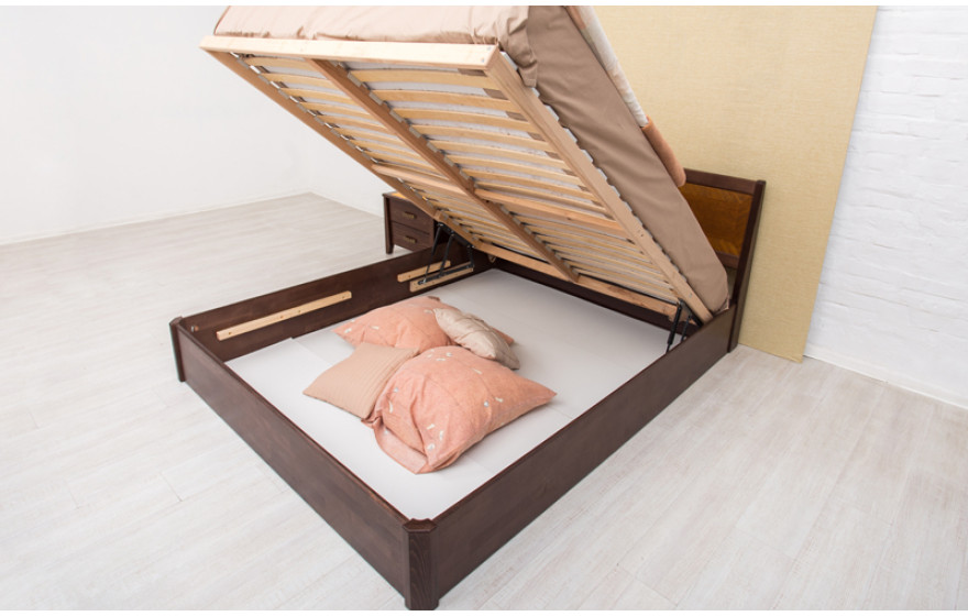 Дерев'яне ліжко Сіті з інтарсією з механізмом Олімп
